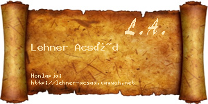 Lehner Acsád névjegykártya
